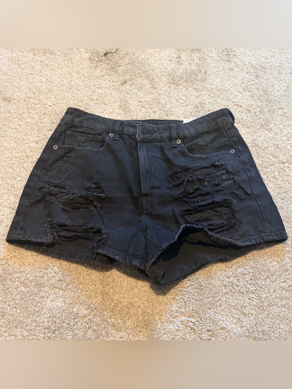 American Eagle Outfitters Black Distressed Denim Cutoff Shorts
